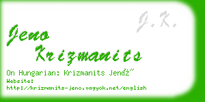 jeno krizmanits business card